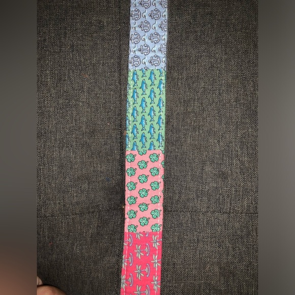 Vineyard Vines Mens D Ring Belt M Medium Green Red Pink Blue Preppy Print Cotton - Picture 3 of 5